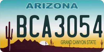 AZ license plate BCA3054