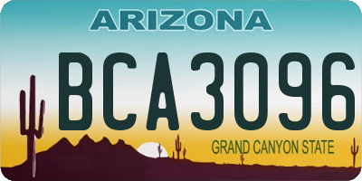 AZ license plate BCA3096