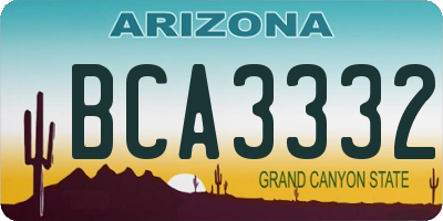 AZ license plate BCA3332