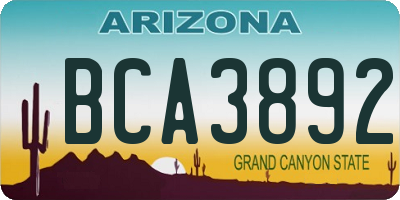 AZ license plate BCA3892