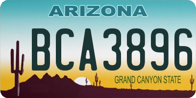 AZ license plate BCA3896