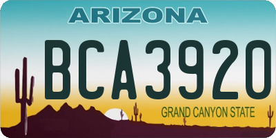 AZ license plate BCA3920