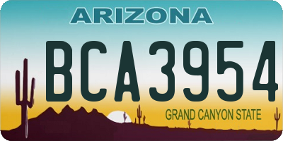 AZ license plate BCA3954