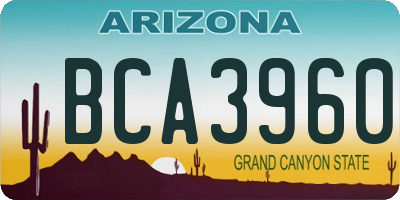 AZ license plate BCA3960