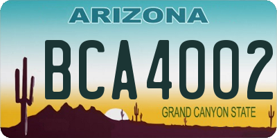 AZ license plate BCA4002