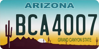 AZ license plate BCA4007