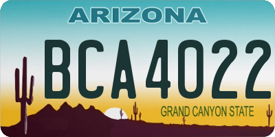 AZ license plate BCA4022