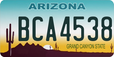 AZ license plate BCA4538