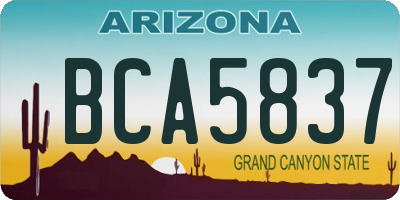 AZ license plate BCA5837