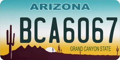 AZ license plate BCA6067