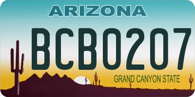 AZ license plate BCB0207