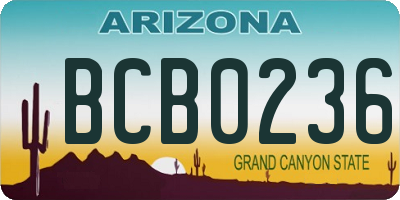 AZ license plate BCB0236