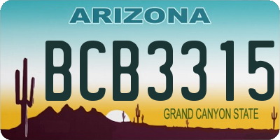 AZ license plate BCB3315