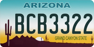 AZ license plate BCB3322