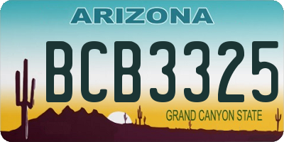 AZ license plate BCB3325