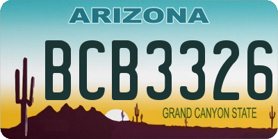 AZ license plate BCB3326