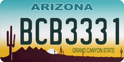 AZ license plate BCB3331