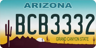 AZ license plate BCB3332