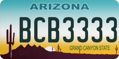 AZ license plate BCB3333