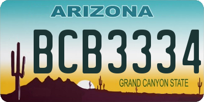 AZ license plate BCB3334