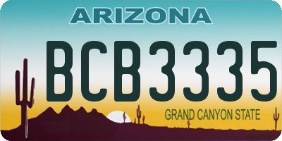 AZ license plate BCB3335