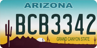 AZ license plate BCB3342