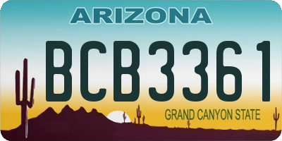 AZ license plate BCB3361