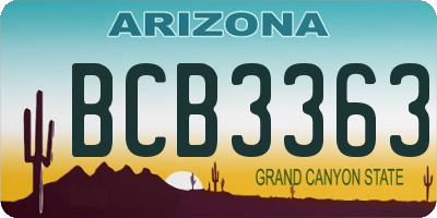 AZ license plate BCB3363