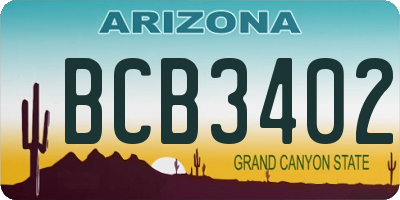 AZ license plate BCB3402