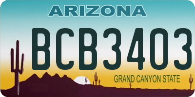 AZ license plate BCB3403