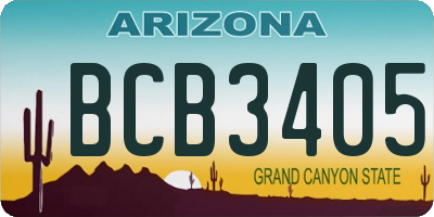 AZ license plate BCB3405