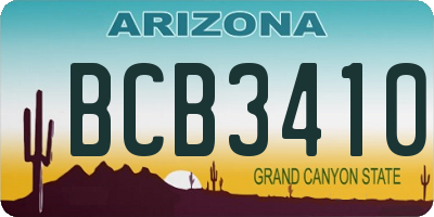 AZ license plate BCB3410