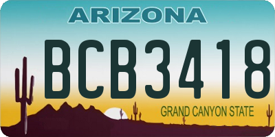 AZ license plate BCB3418