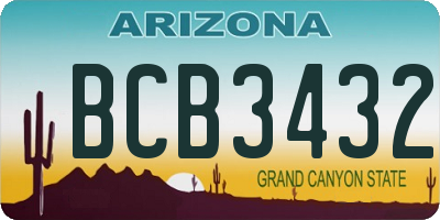 AZ license plate BCB3432