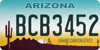 AZ license plate BCB3452