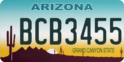 AZ license plate BCB3455