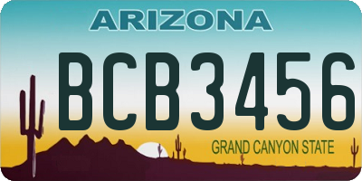 AZ license plate BCB3456