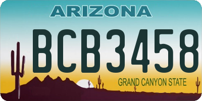 AZ license plate BCB3458