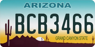 AZ license plate BCB3466