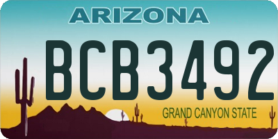 AZ license plate BCB3492