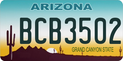 AZ license plate BCB3502