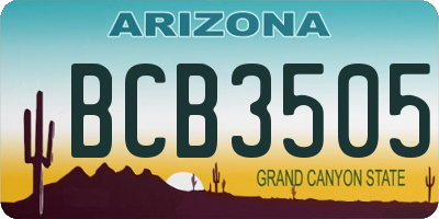 AZ license plate BCB3505