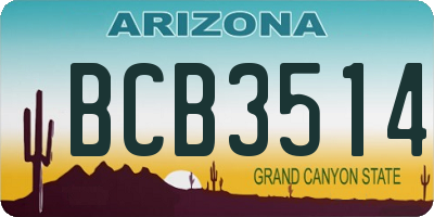 AZ license plate BCB3514