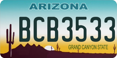 AZ license plate BCB3533