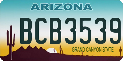 AZ license plate BCB3539