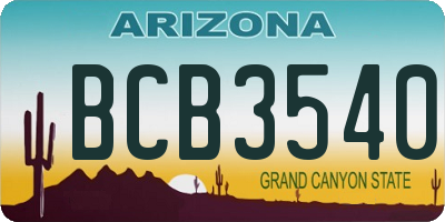 AZ license plate BCB3540