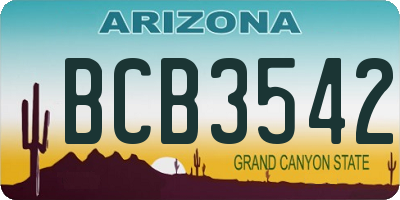 AZ license plate BCB3542