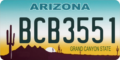 AZ license plate BCB3551