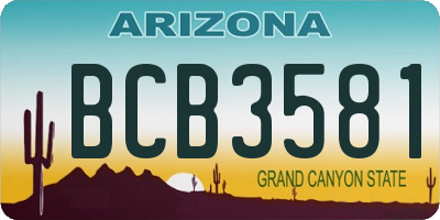 AZ license plate BCB3581