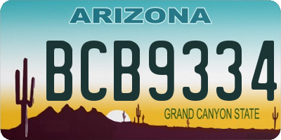 AZ license plate BCB9334